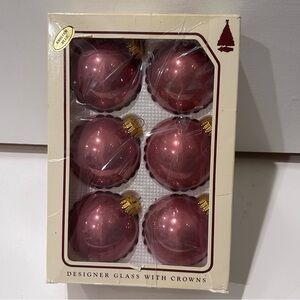 Vintage Pink Glass Christmas Ornaments Set